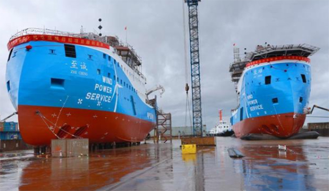 亞洲首製風電運維母船下水，中國海上風電邁向深海的關鍵一步