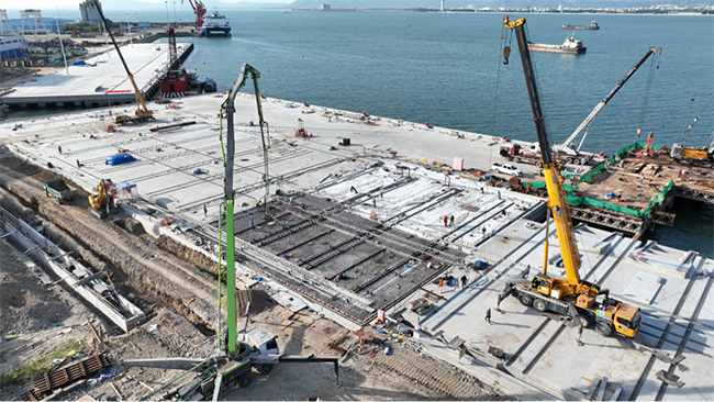 國內首座（zuò）公共科考碼頭項目碼頭泊位主（zhǔ）體結構（gòu）全部完工