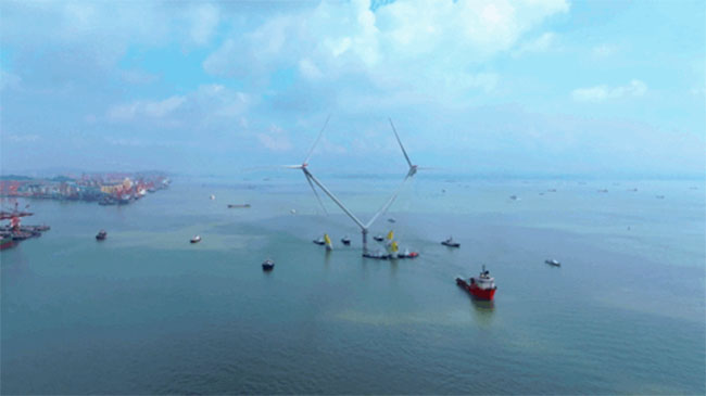 大國重器！全球最（zuì）大漂（piāo）浮式（shì）風電平台啟航出海（hǎi）
